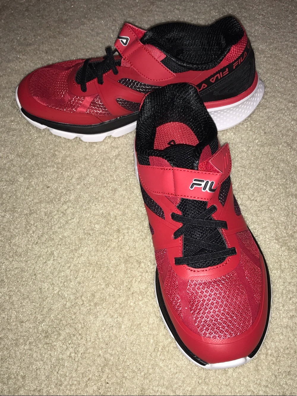 Fila Red and Black Hook-and-Loop Athletic Sneakers